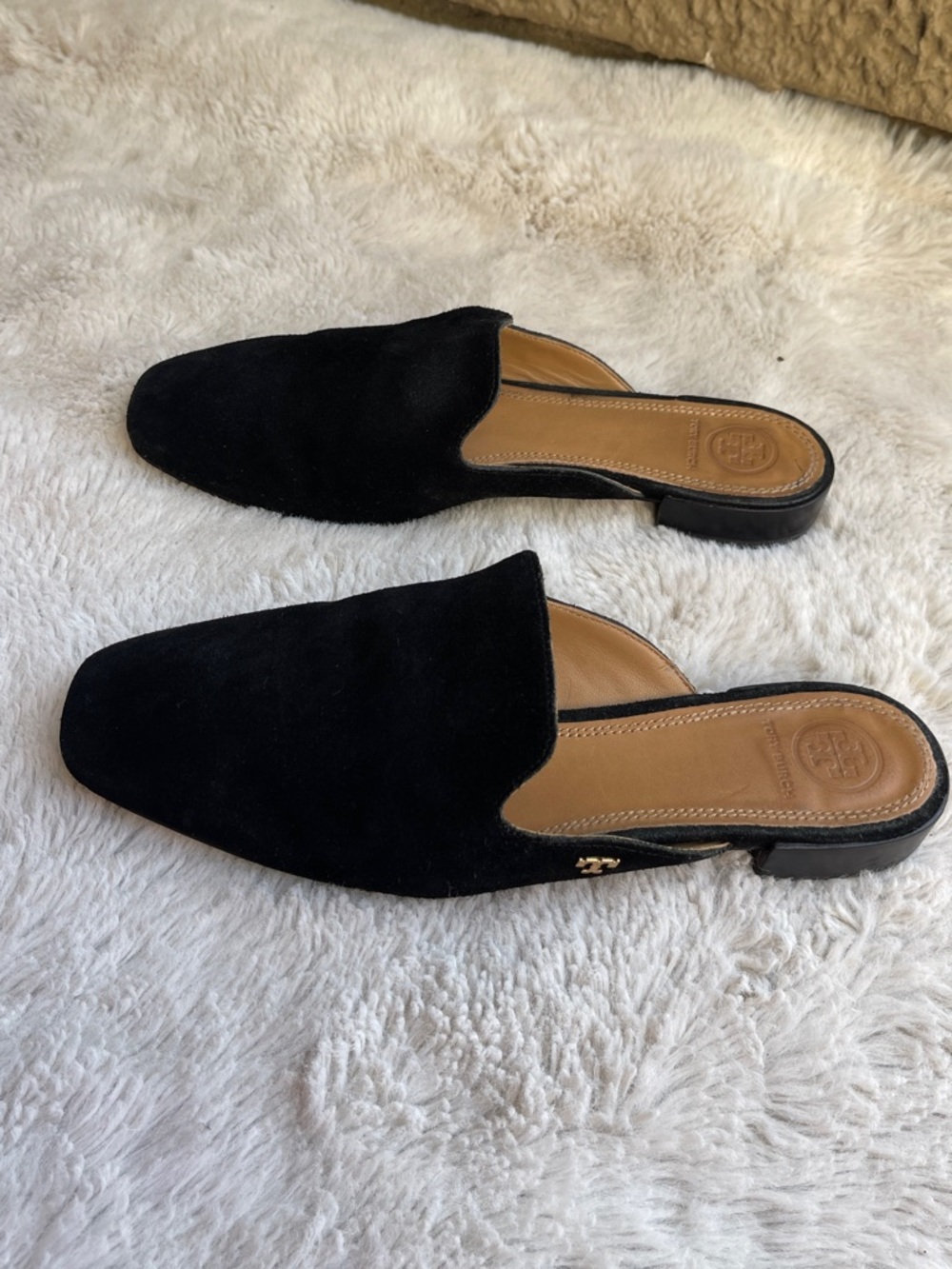 Tory Burch Carlotta Slide Mules in Lancaster Black Suede Size 7.5
